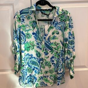 NWT ZARA FLORAL PRINT BLOUSE SMALL BUTTON DOWN SHIRT